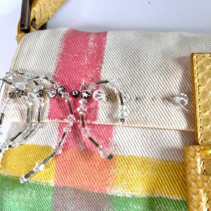 FENDI Baguette Cream canvas with Beads