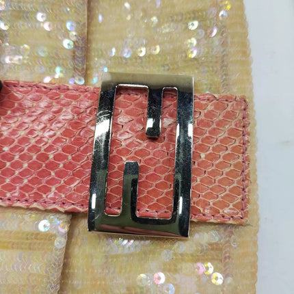 Sold Fendi Baguette Little Mermaid Glitter Pink circle sequins