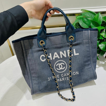 Sold Chanel Deauville Tote Medium White