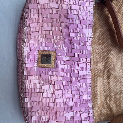 Sold Fendi Baguette Glitter Pink square sequins
