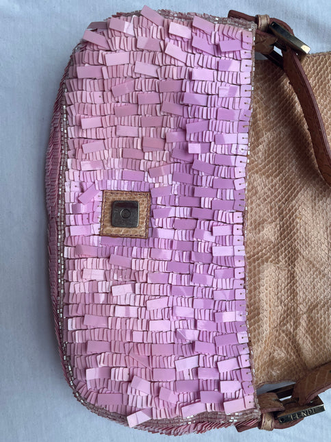 Sold Fendi Baguette Glitter Pink square sequins