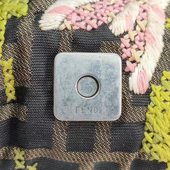 Sold FENDI Baguette Zucca Print with Flower Embroidery