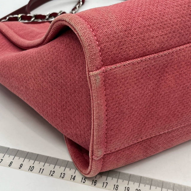 Sold Chanel Deauville Tote Red Denim Small