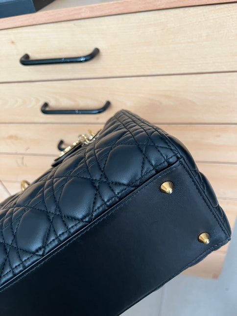 Sold Lady Dior Medium Black Cannage Lambskin Leather with gold hardware