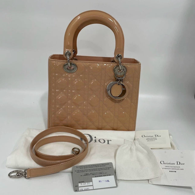 Sold Lady Dior Medium Pink Patent Leather