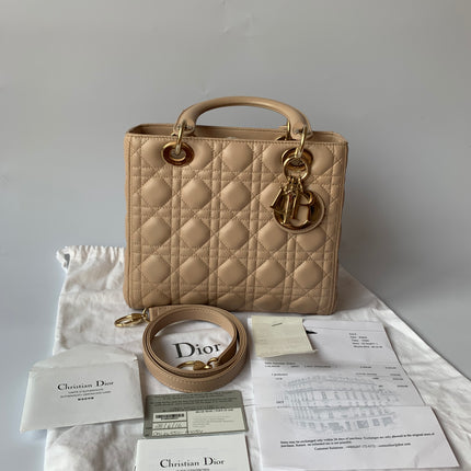Sold Lady Dior Medium Bag Pink Cannage Leather