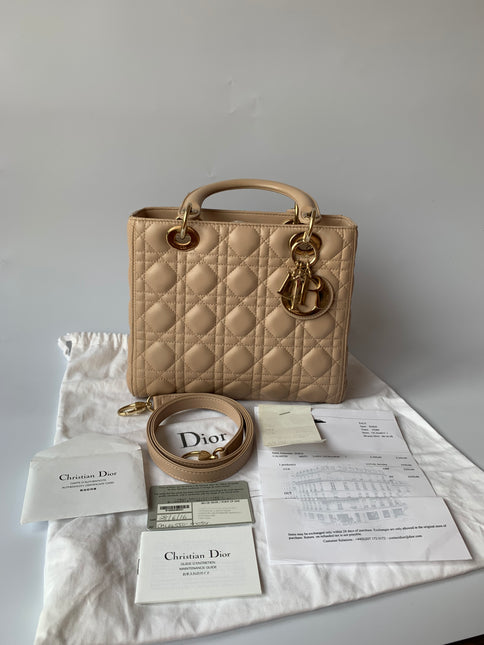 Sold Lady Dior Medium Bag Pink Cannage Leather