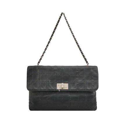 Chanel 2.55 Black Lambskin Square Stitching Shoulder Bag