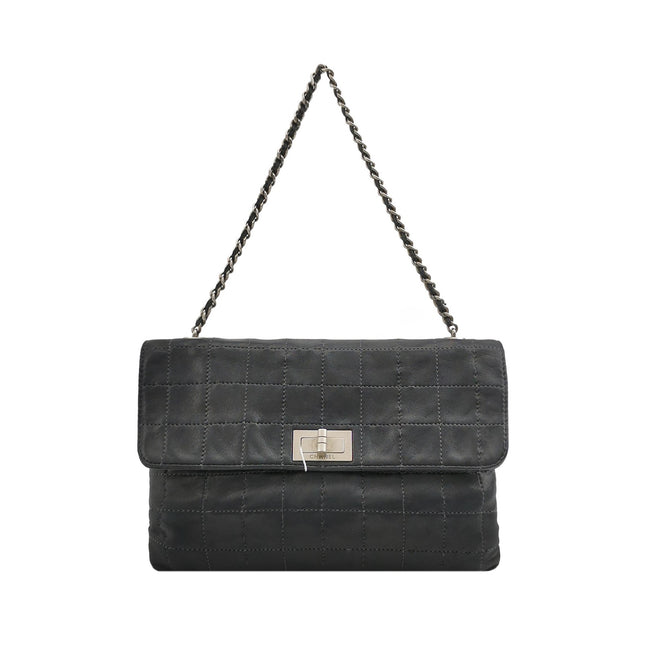 Chanel 2.55 Black Lambskin Square Stitching Shoulder Bag