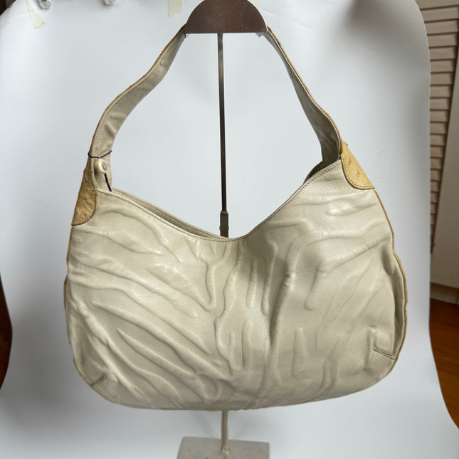 Cartier Panthere Hobo Shoulder Bag Cream White Leather Gold Hardware