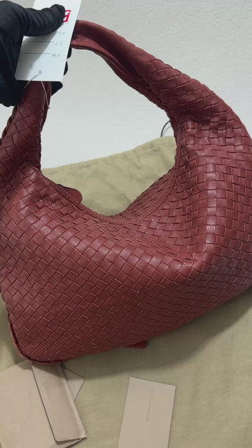 Sold Bottega Veneta Veneta Hobo Small Burgundy 40cm Lambskin Leather