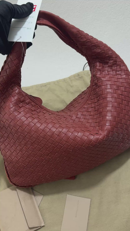 Bottega Veneta Veneta Hobo Small Burgundy 40cm Lambskin Leather