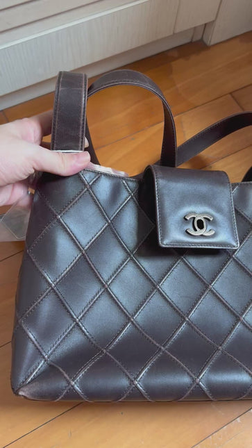Chanel Vintage Kelly Flap Shoulder Bag Brown Wild Stitch Calfskin leather with Pouch