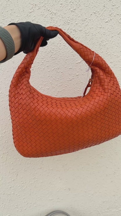 Sold Bottega Veneta Veneta Hobo Medium 40cm Lambskin Leather Orange