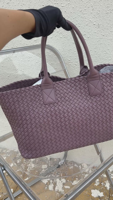 Sold Bottega Veneta Cabat Large Intreccio Leather Tote Bag Dark Lavender Purple 40-43cm