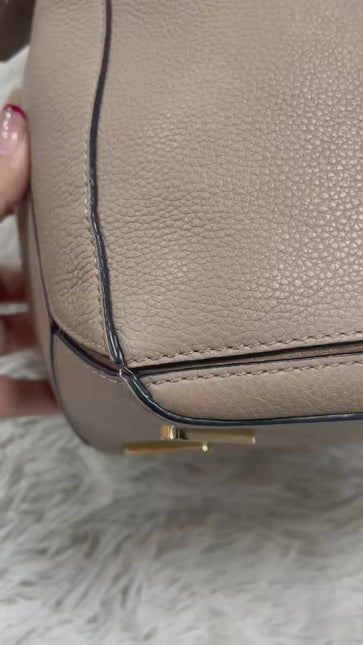 Loewe Puzzle Medium Sand Beige Calfskin Leather Bag Brown Strap