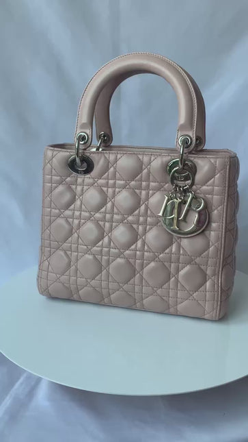 Sold Lady Dior Pink Cannage Leather Medium