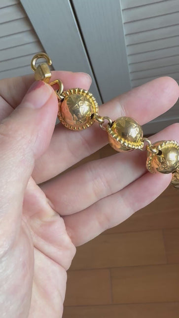 Celine 1990s Gold-tone Triomphe Planet Link Charm Bracelet