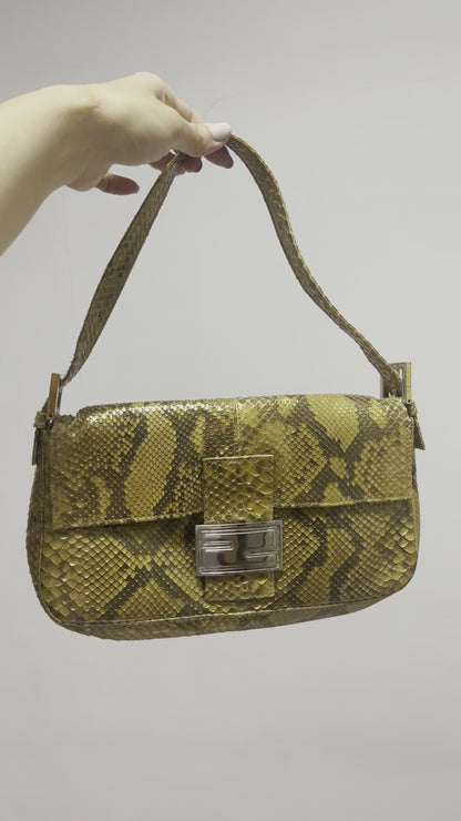 Fendi Baguette Brown Python Leather Snake Print