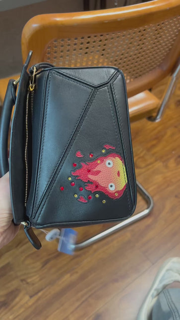 SOLD Loewe x Howl's Moving Castle Studio Ghibli Collection Puzzle Calcifer Mini Black Crossbody Bag