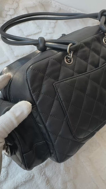 Chanel Cambon Multi-pocket Ligne Reporter Bag Medium Black Calfskin Leather