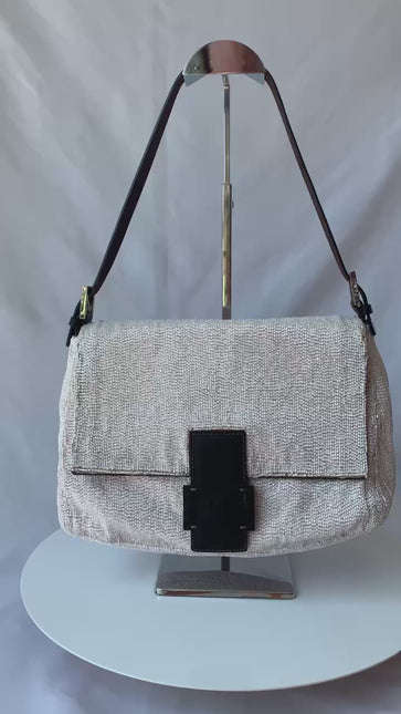 Sold Fendi Mamma Baguette White Glitter Beads
