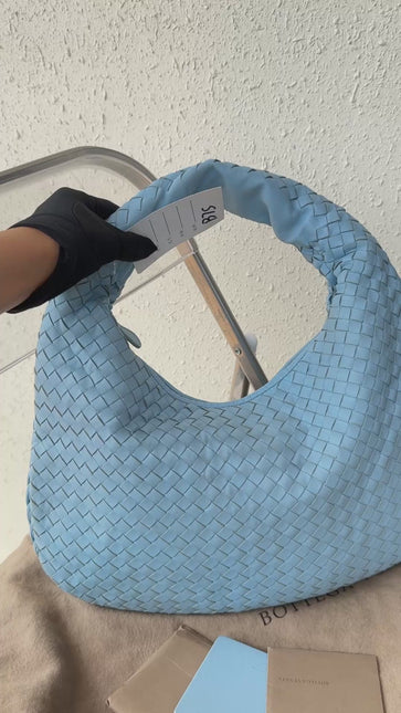Sold Bottega Veneta Veneta Hobo Medium Baby Blue Intrecciato Leather Bag 43cm