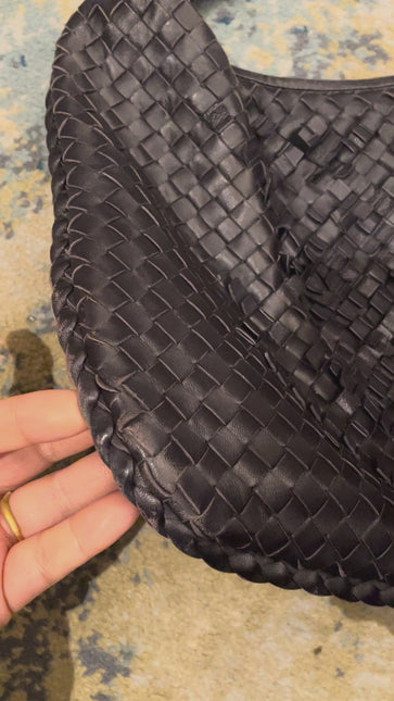 Bottega Veneta Veneta Hobo Midnight Dark Navy Intrecciato Leather Bag 40cm