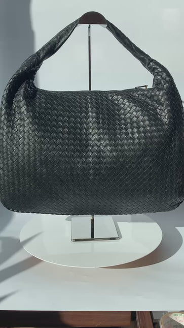 Sold Bottega Veneta Intrecciato Hobo Bag Large Black Lambskin leather