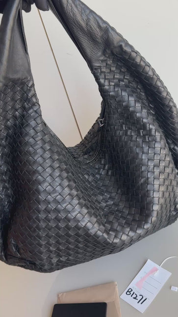 Sold Bottega Veneta Belly Hobo Intrecciato Leather Black Large 52cm