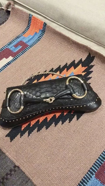 Gucci Horsebit 1955 Chain Shoulder bag Large Black Crocodile Leather