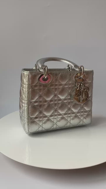 Sold Lady Dior ABCdior Small Silver Cannage Lambskin Handbag