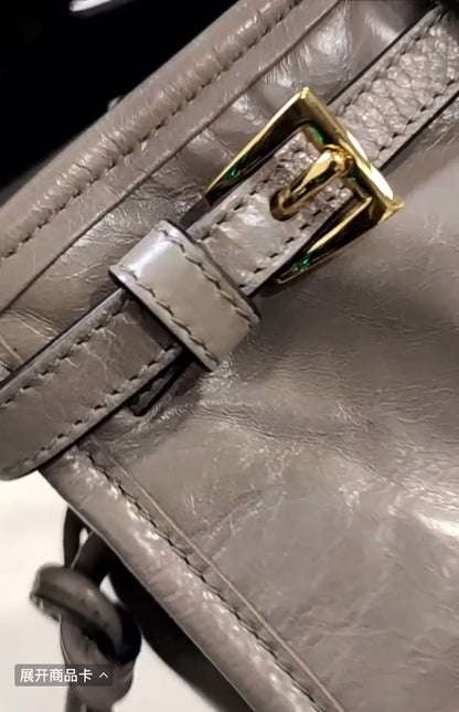 Prada Bonnie Medium Soft Lux Grey Shiny Calfskin Leather Shoulder Bag