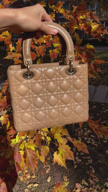 Sold Lady Dior Medium Beige Cannage Lambskin Leather