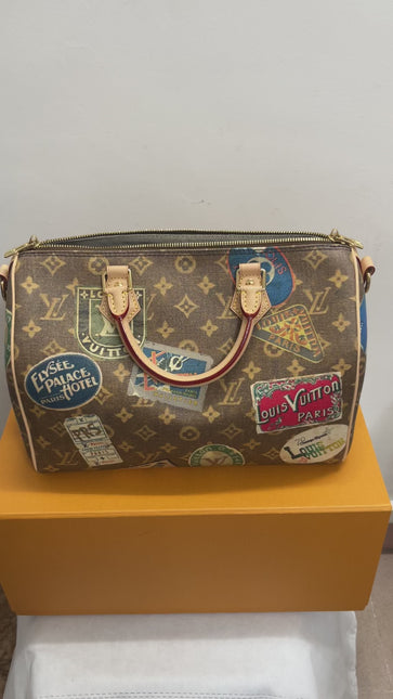 Louis Vuitton Speedy 30 Bandouliere Monogram Hotel Labels