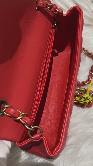 Chanel Classic Flap Mini 2019 Red Lambskin Leather Gold Hardware
