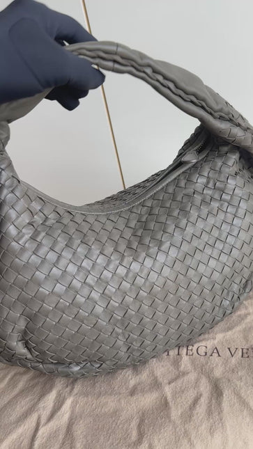 Sold Bottega Veneta Belly Hobo Intrecciato Grey Leather Medium 40cm