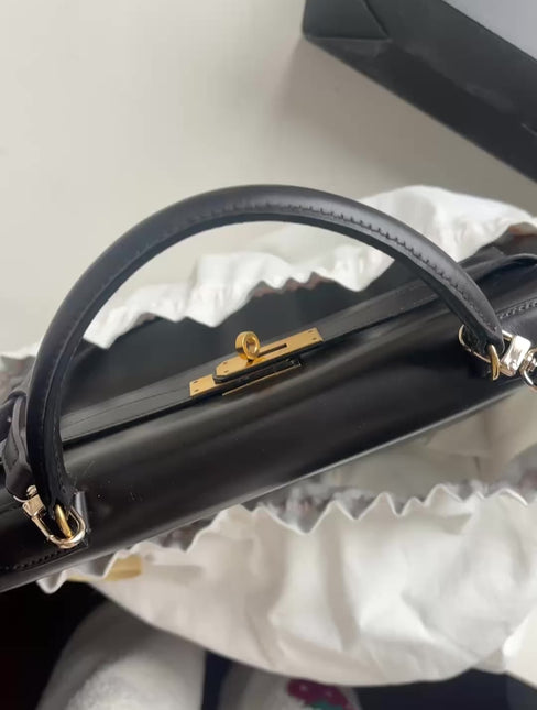 Hermes Kelly 32 Sellier Dark Chocolate Brown Box Leather Gold Hardware 1988