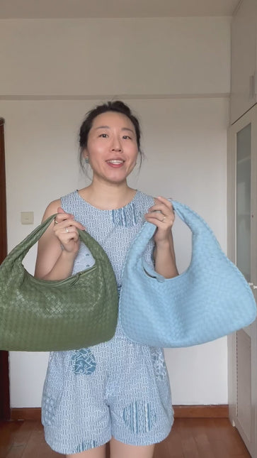 Bottega Veneta Veneta Hobo Medium Baby Blue Intrecciato Leather Bag 43cm