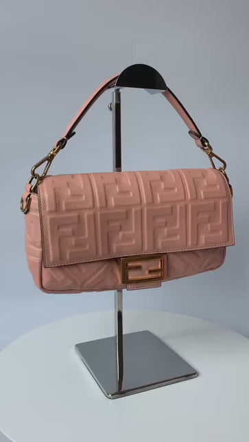 Sold FENDI Baguette Salmon Pink Leather 3D FF Motif Crossbody bag