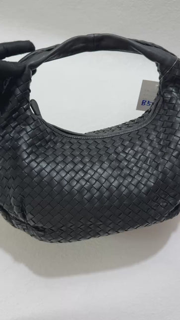 Sold Bottega Veneta Black Belly Hobo Intrecciato Nappa Leather Handbag