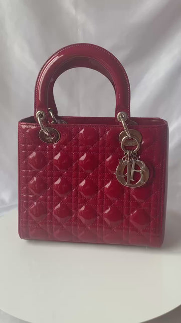 Sold Lady Dior Medium Bag Red Patent Leather