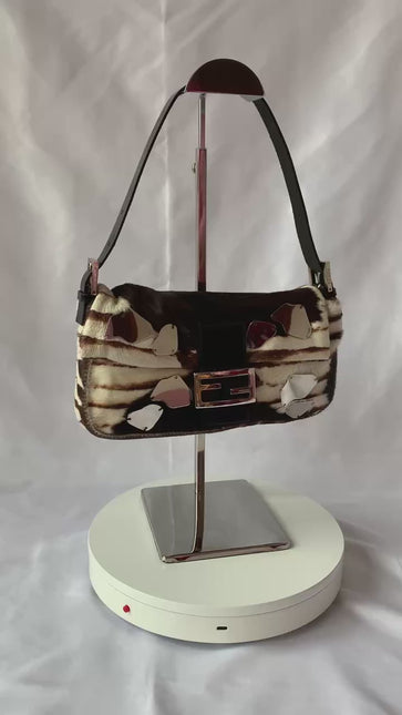 Sold Fendi Baguette Shoulderbag Ponyhair calfskin with metal plates
