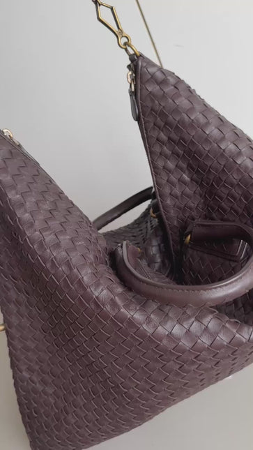 Bottega Veneta Maxi Convertible Tote Dark Chocolate Brown Leather Gold HW 50cm