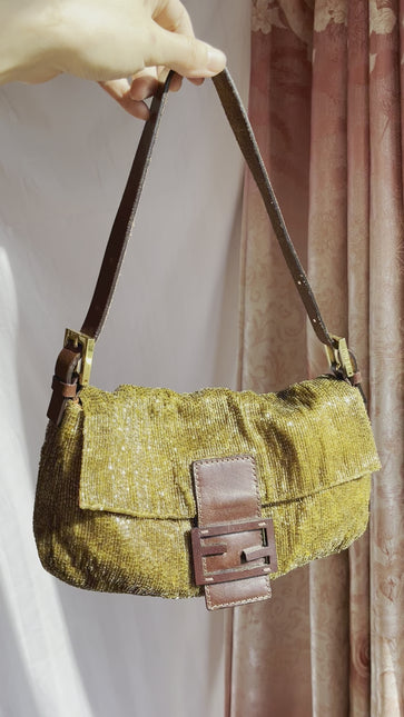 Sold Fendi Baguette Golden Brown beads Glitter