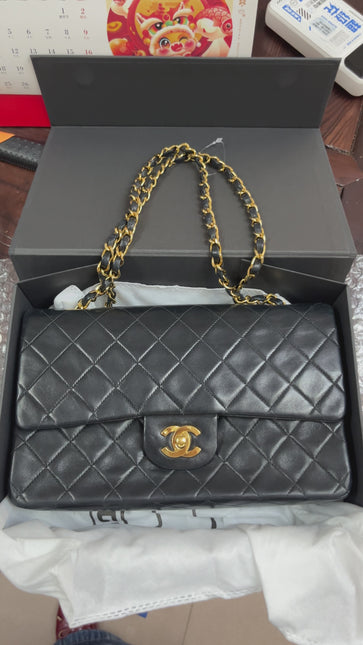 Chanel Classic Flap Vintage Black Lambskin Leather with 24k Gold Hardware