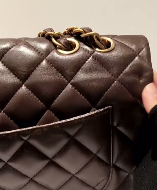 Chanel Classic Flap Jumbo Brown Lambskin Leather Single Flap Gold Hardware