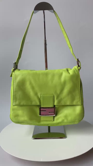 Sold Fendi Mamma Baguette Lime green lambskin leather