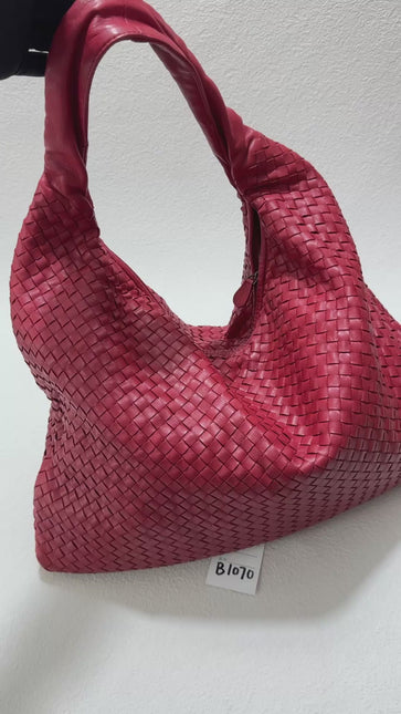 Sold Bottega Veneta Hobo Bag Large Burgundy Red Lambskin leather 52cm