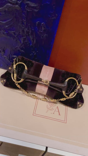 Sold Gucci Horsebit 1955 Large Velvet Purple Shoulder Bag